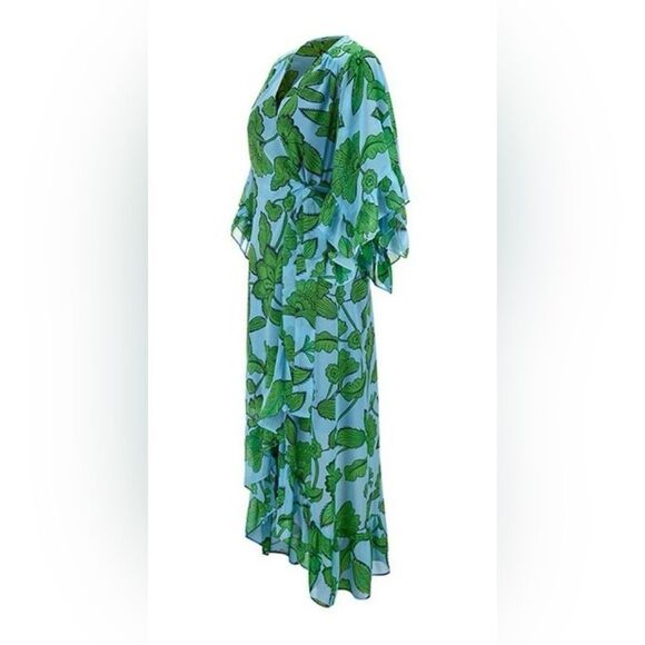 CAbi 5815 Derby High Low Dress in Green and Blue Floral - Picture 11 of 16